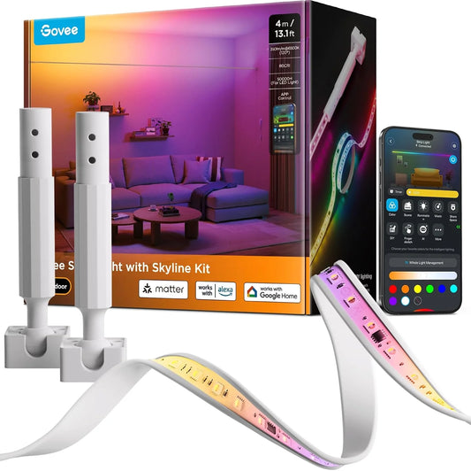 Govee RGBWWIC Strip Light with Skyline Kit 13.1ft, Smart Control, APP, WiFi