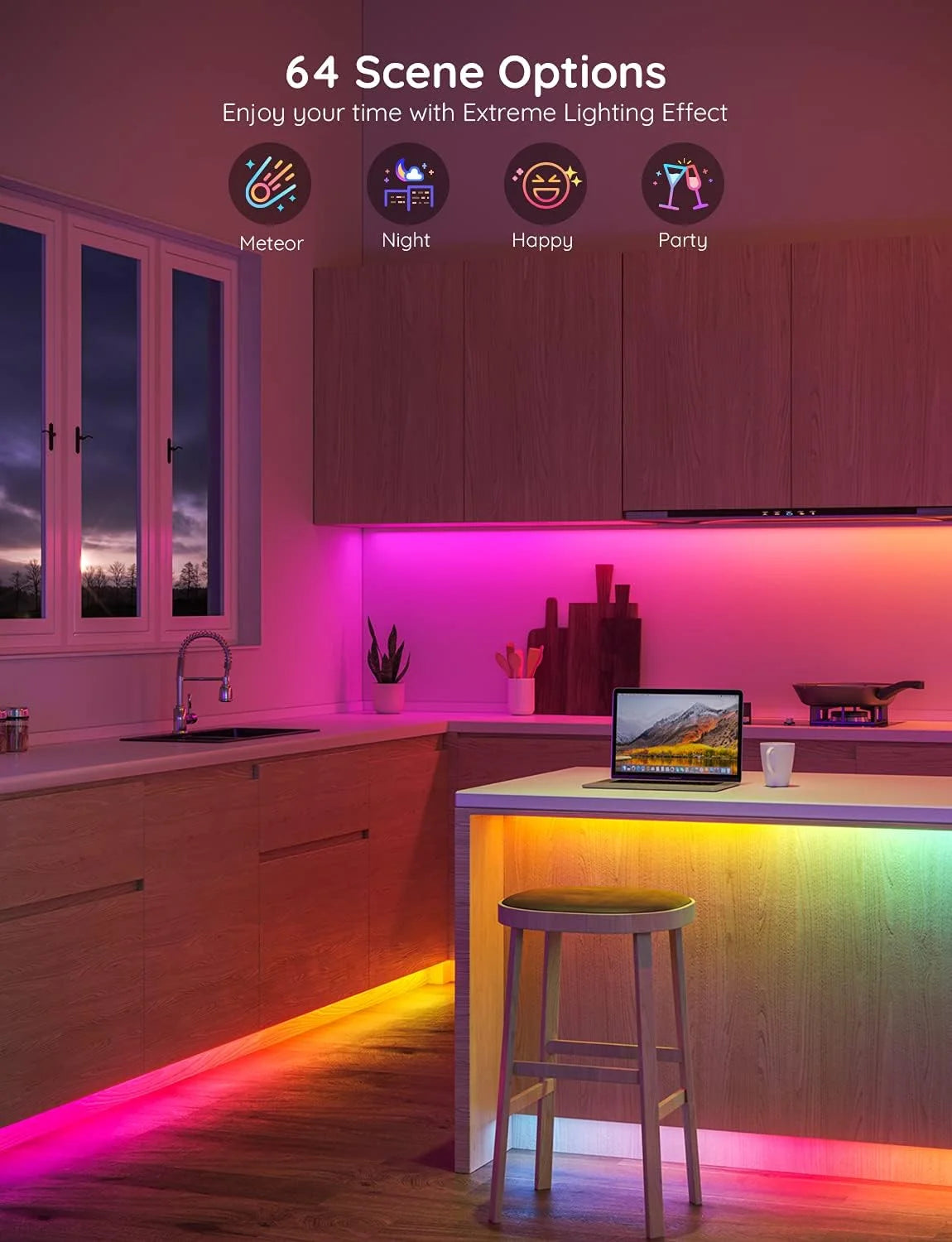 Govee 65.6ft RGBIC LED Strip Lights, Smart App Control Light for Bedroom