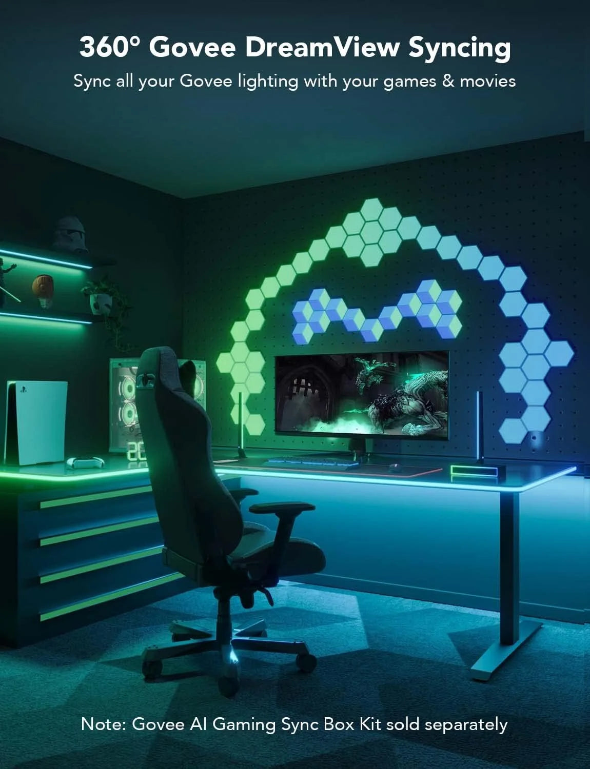Govee RGBIC LED Neon Rope Lights, 10ft Gaming Lights for Gaming Desks