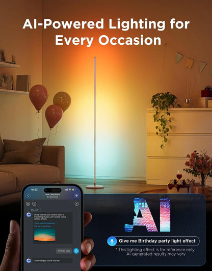 Govee RGBIC Floor Lamp Basic, 1000lm LED Corner Lamp, Champagne