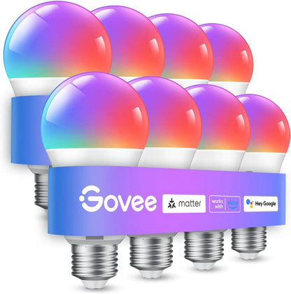 Govee Smart Light Bulbs, A19 LED Light Bulb, 800 Lumen, 6 Pack