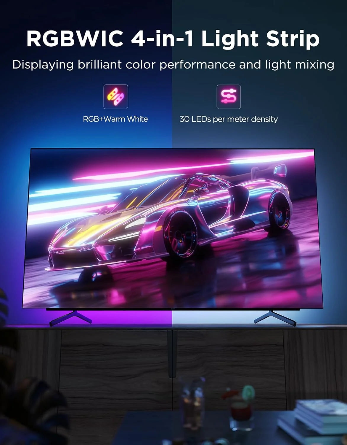 Govee TV LED Backlight 2, 18.4ft Cuttable TV Lights for 32-86 Inch TVs