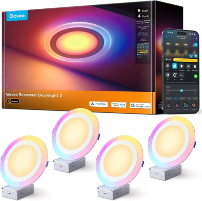 Govee Smart Recessed Lighting 6 Inch, LED Recessed Light 1100LM, 6 Pack