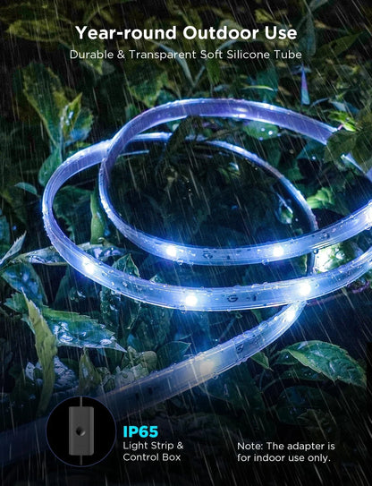 Govee Outdoor LED Strip Lights, 65.6ft Smart Led Strip Lights Work with Alexa and Google Assistant, App Control, IP65 Waterproof, RGBIC Outdoor Lights for Patio, Eave, Patio Decorations