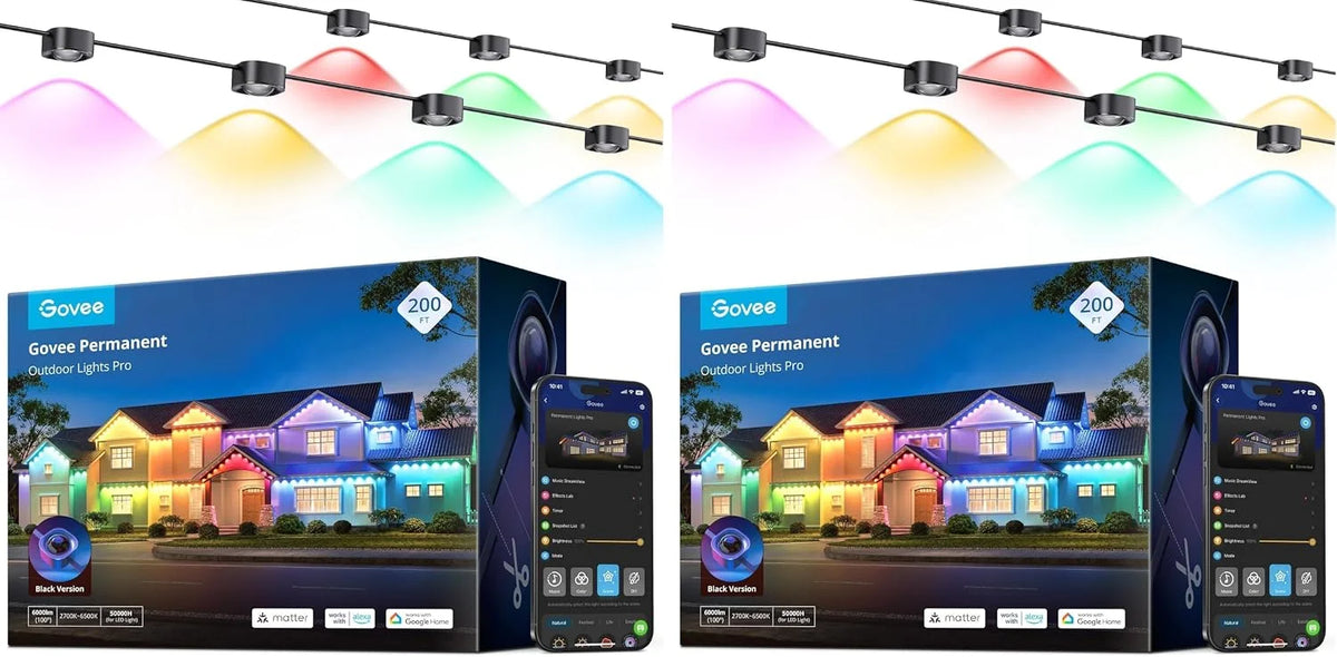 Govee Permanent Outdoor Lights Pro, 150ft with 90 RGBIC LED Lights for Daily and Accent Lighting, 75 Scene Modes for Outdoor Decor, IP67 Waterproof, Works with Alexa, Google Assistant, Matter, White