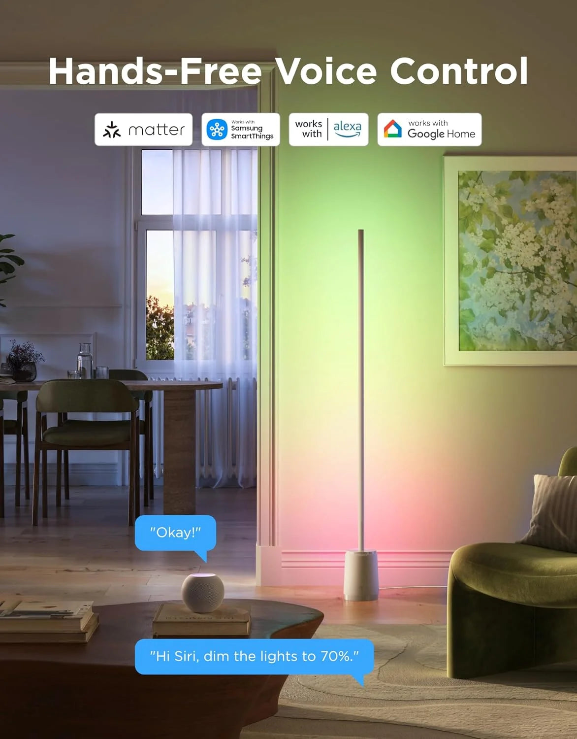 Govee Floor Lamp 3 Lite, Smart RGBIC LED Corner Lamp for Bedroom