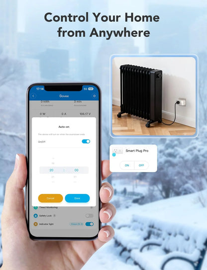 Govee Smart Plug with Energy Monitoring, WiFi Bluetooth Outlet, 2 Pack