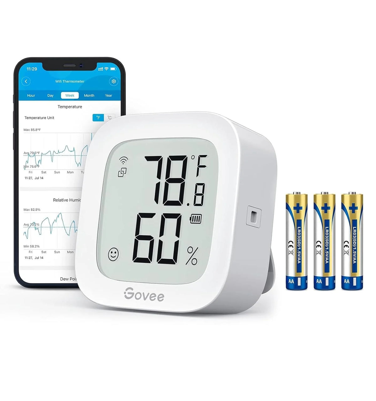 Govee WiFi Thermometer Hygrometer H5103 with Electronic Ink Display 3 Pack