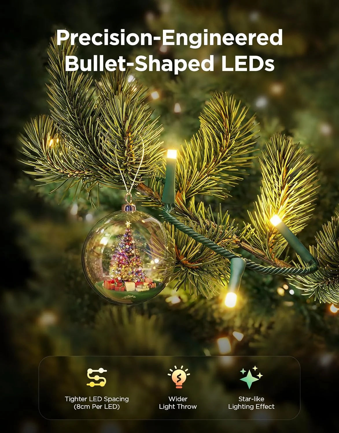 Govee Christmas Sparkle String Lights 99ft with 375 Bullet-Head LEDs
