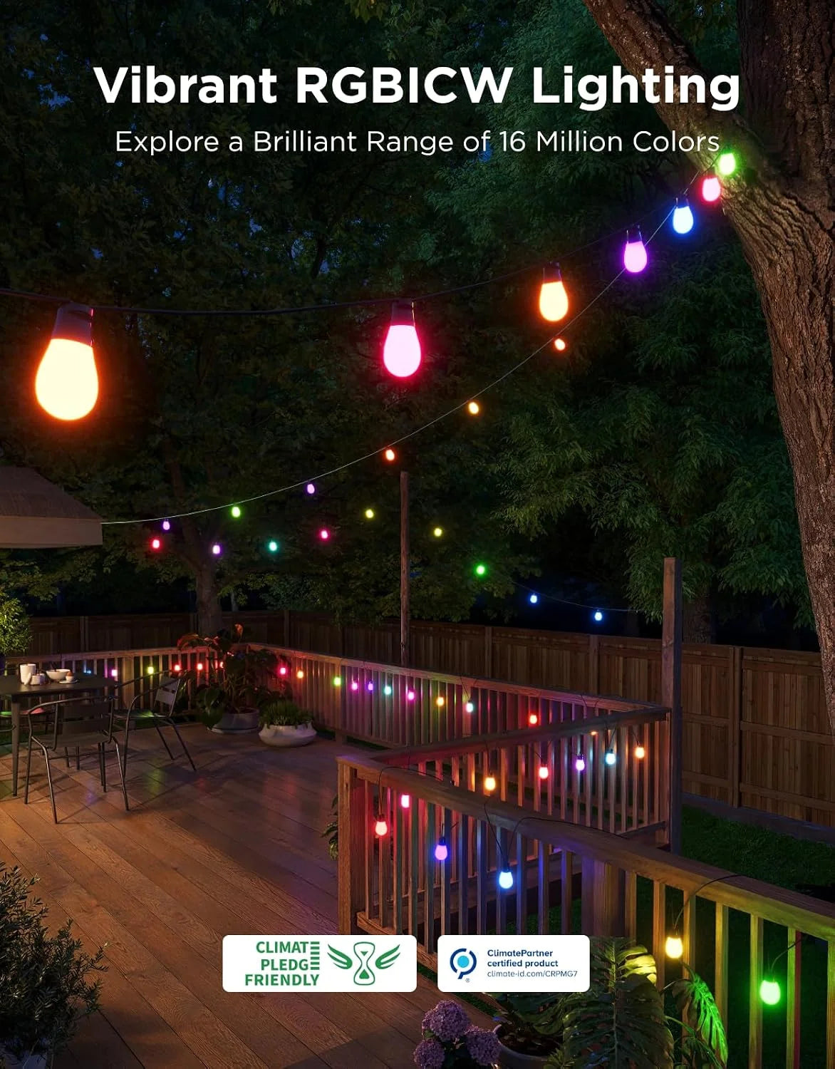 Govee S14 Bulb Outdoor String Lights 2, 144ft RGBICWW, 45 LED Bulbs, IP66