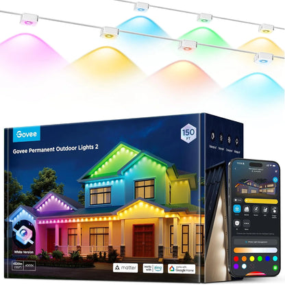 Govee Permanent Outdoor Lights 2, 100ft RGBIC Outdoor Lights with 100 Modes