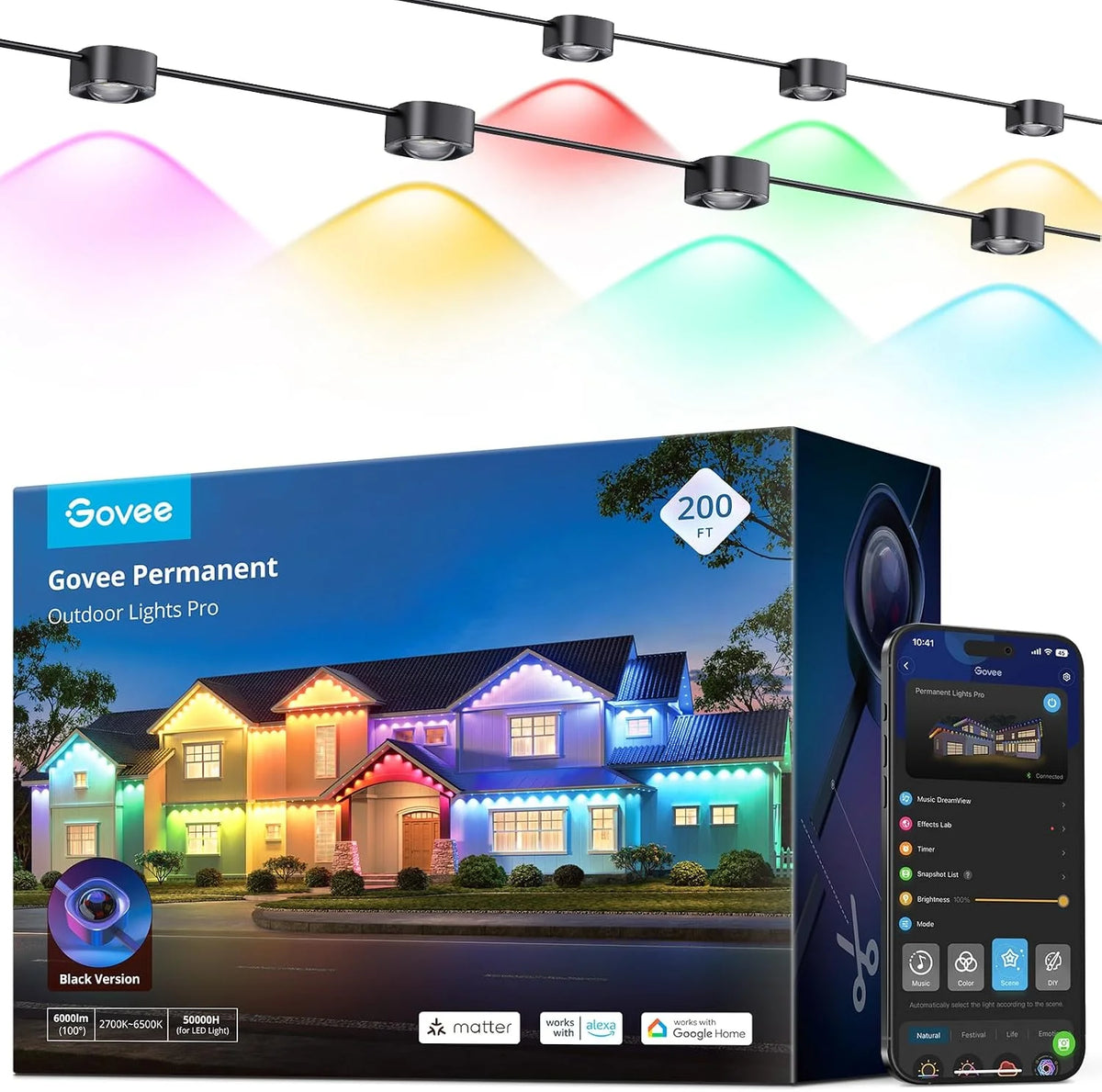 Govee Permanent Outdoor Lights Pro, 150ft with 90 RGBIC LED Lights for Daily and Accent Lighting, 75 Scene Modes for Outdoor Decor, IP67 Waterproof, Works with Alexa, Google Assistant, Matter, White