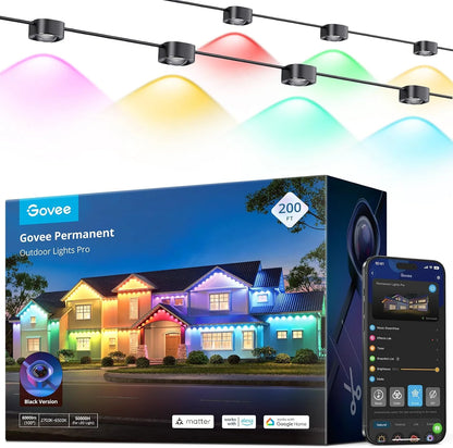 Govee Permanent Outdoor Lights Pro, 150ft with 90 RGBIC LED Lights for Daily and Accent Lighting, 75 Scene Modes for Outdoor Decor, IP67 Waterproof, Works with Alexa, Google Assistant, Matter, White