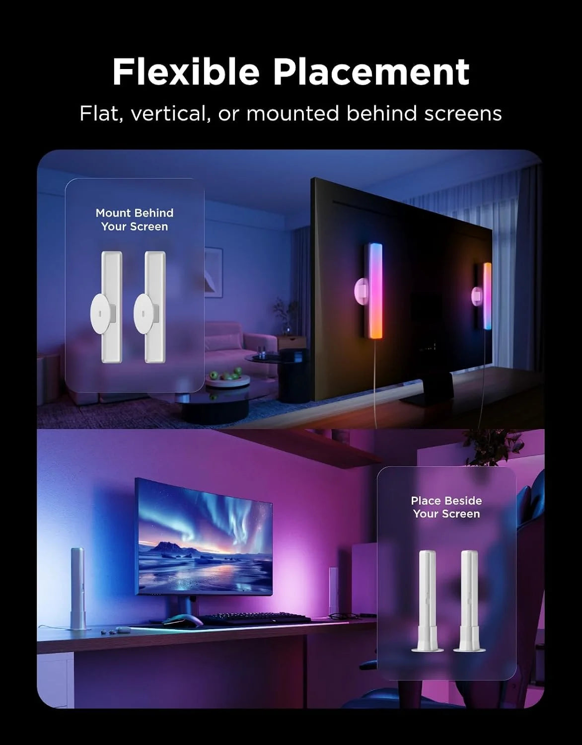 Govee Smart Light Bar, RGBICWW TV Lights for Living Room, Gaming, Silver