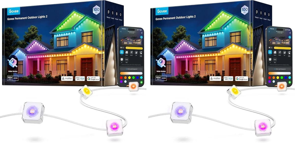 Govee Permanent Outdoor Lights 2, 100ft RGBIC Outdoor Lights with 100 Modes