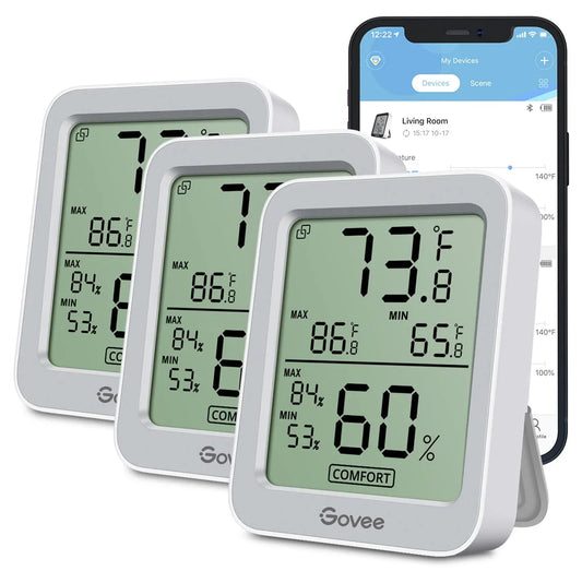 Govee Indoor Hygrometer Thermometer 3Pack H5075 with Bluetooth App Control