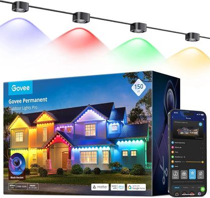 Govee Permanent Outdoor Lights Pro, 150ft with 90 RGBIC LED Lights for Daily and Accent Lighting, 75 Scene Modes for Outdoor Decor, IP67 Waterproof, Works with Alexa, Google Assistant, Matter, White