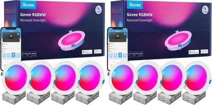 Govee Smart Recessed Lighting 4 Inch, LED Downlight 800 Lumen, 4 Pack