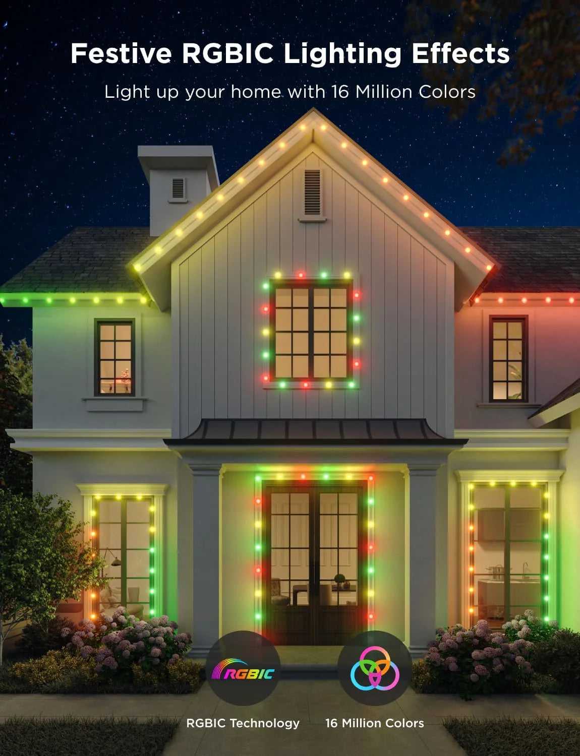 Govee Outdoor LED Strip Lights, 45 RGBIC LED Lights 100FT String Lights with 65 Scene Modes, Halloween Decoration Work with Alexa, Google, APP Control, IP65 Waterproof