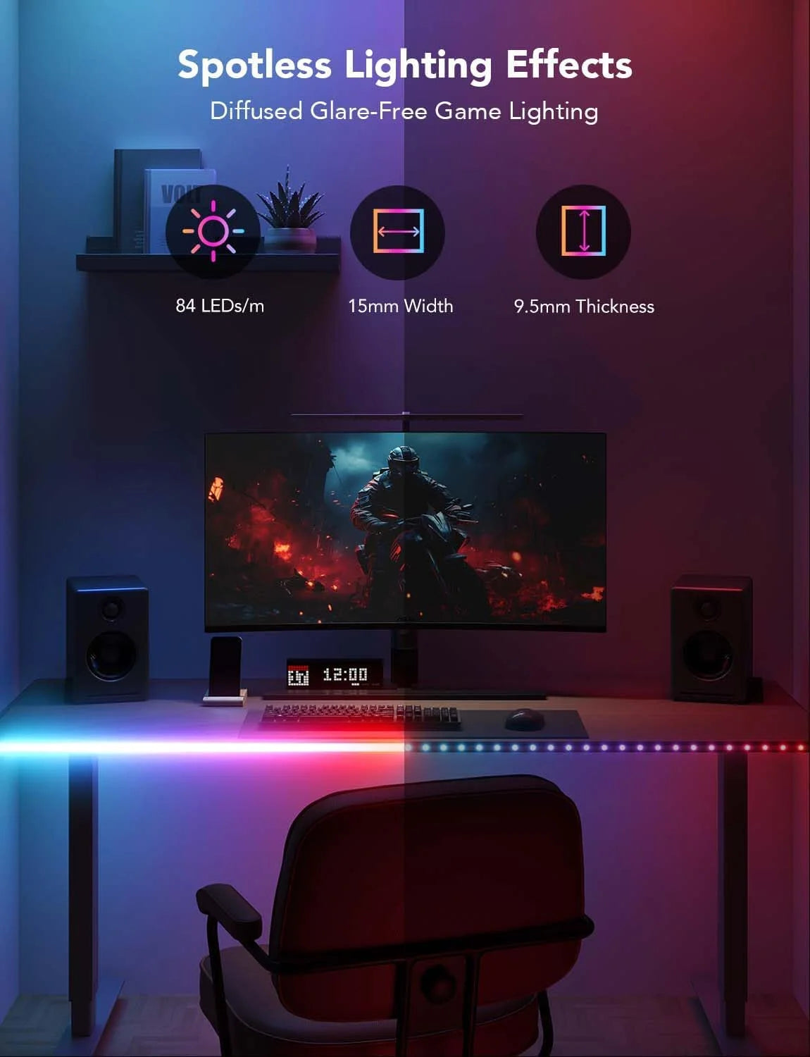 Govee RGBIC LED Neon Rope Lights, 10ft Gaming Lights for Gaming Desks